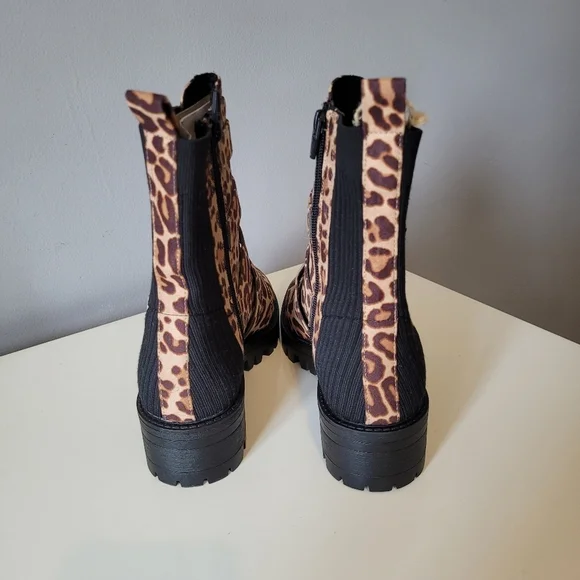 Design Lab Electra Leopard Print Buckle Strap Combat Boots, BNWT, Size 7 - Picture 5 of 8